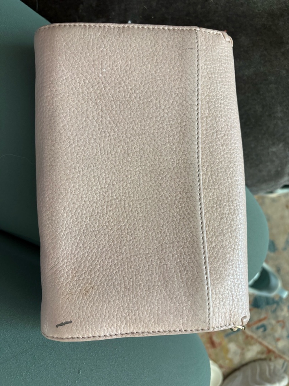 Tory Burch Whipstitch Pebbled Leather Crossbody in Taupe - Picture 4 of 10